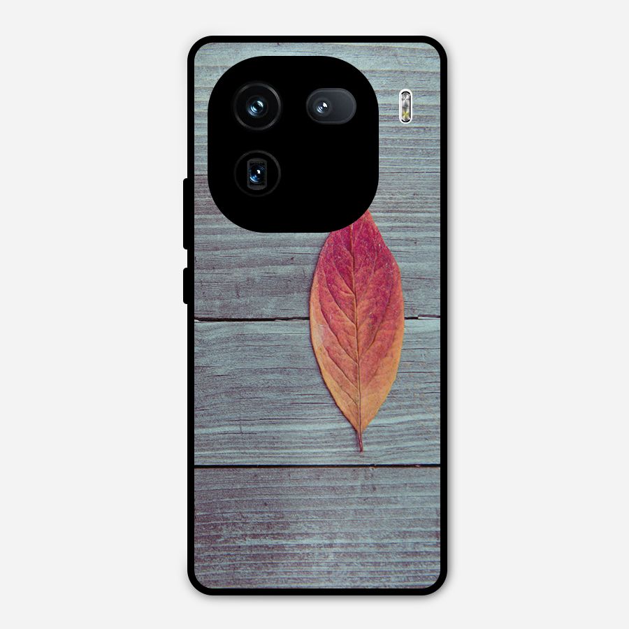 Classic Wood Leaf Metal Back Case for iQOO 12