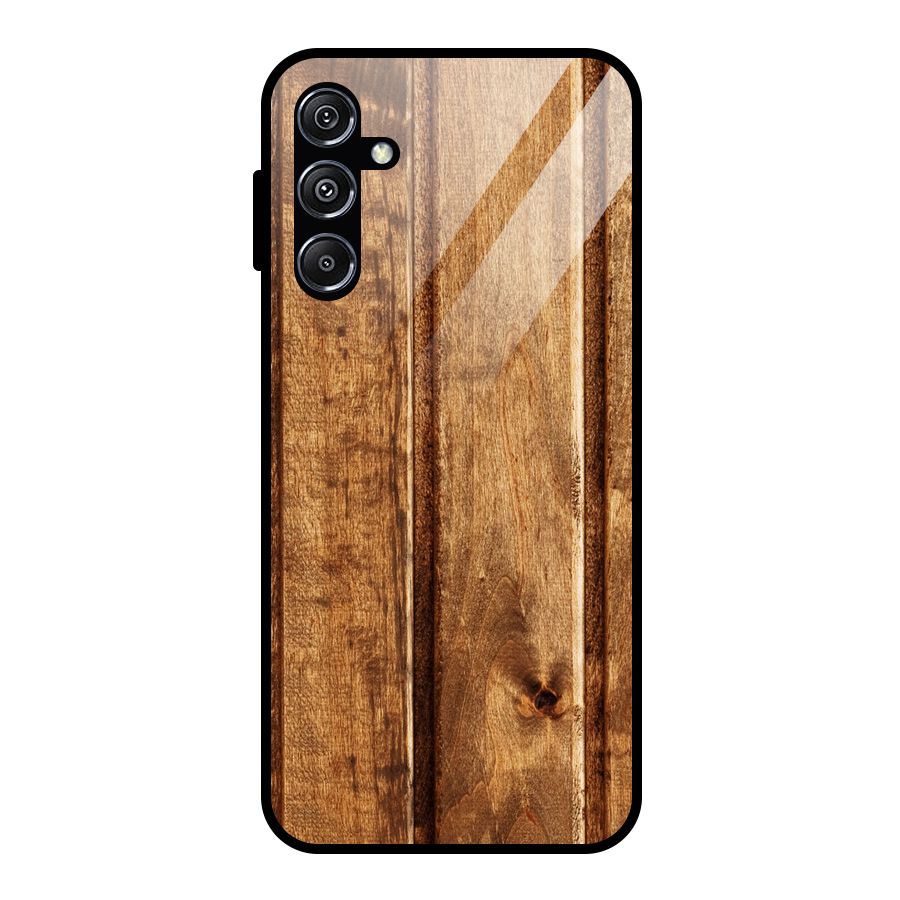 Classic Wood Print Glass Back Case for Galaxy M34 5G
