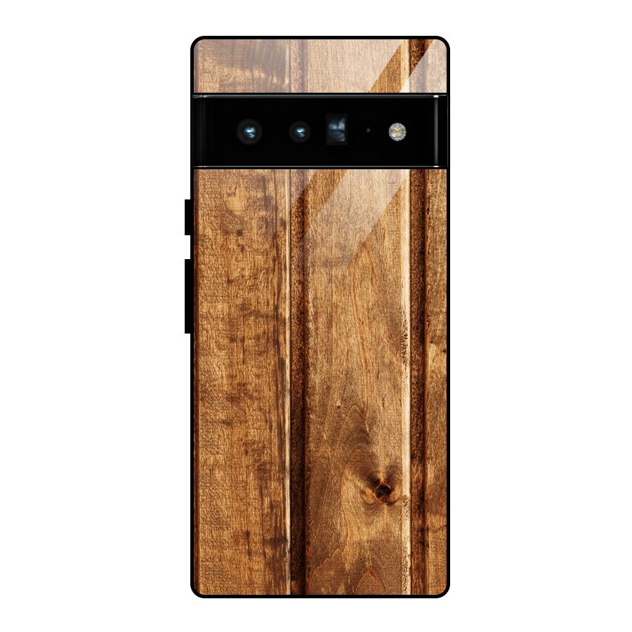 Classic Wood Print Glass Back Case for Google Pixel 6 Pro
