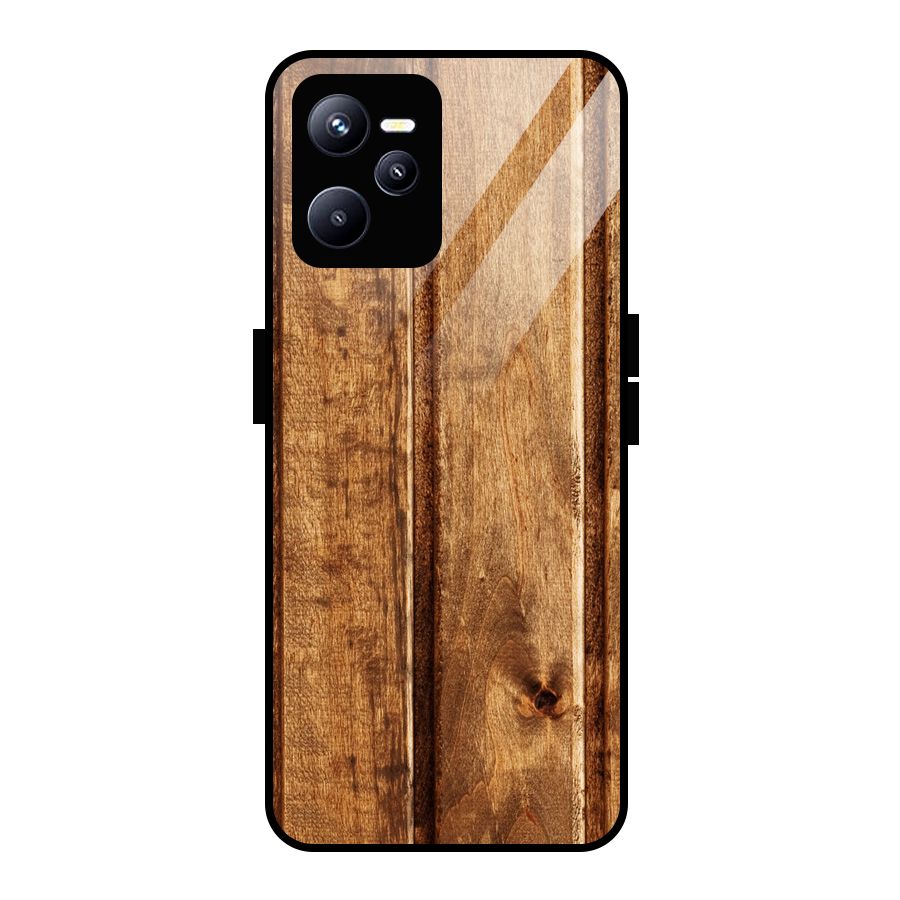 Classic Wood Print Glass Back Case for Realme C35