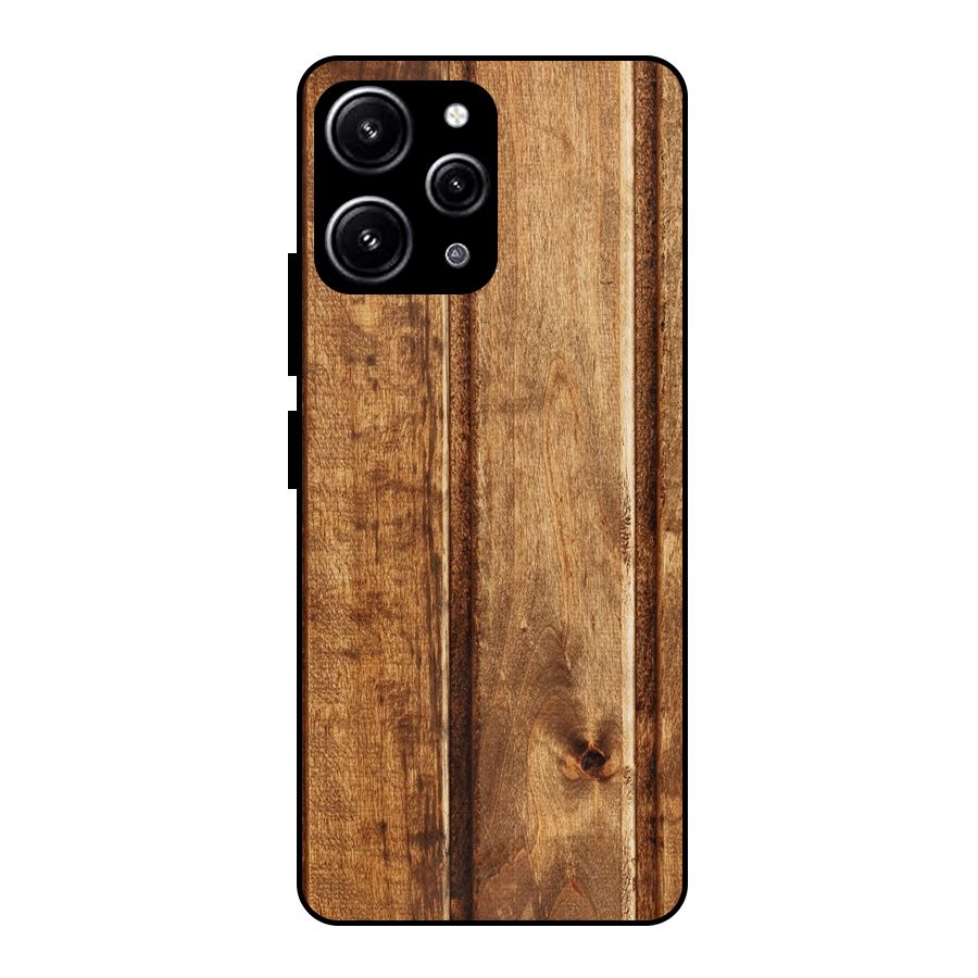 Classic Wood Print Glass Back Case for Redmi 12 4G