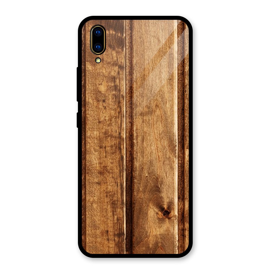 Classic Wood Print Glass Back Case for Vivo V11 Pro