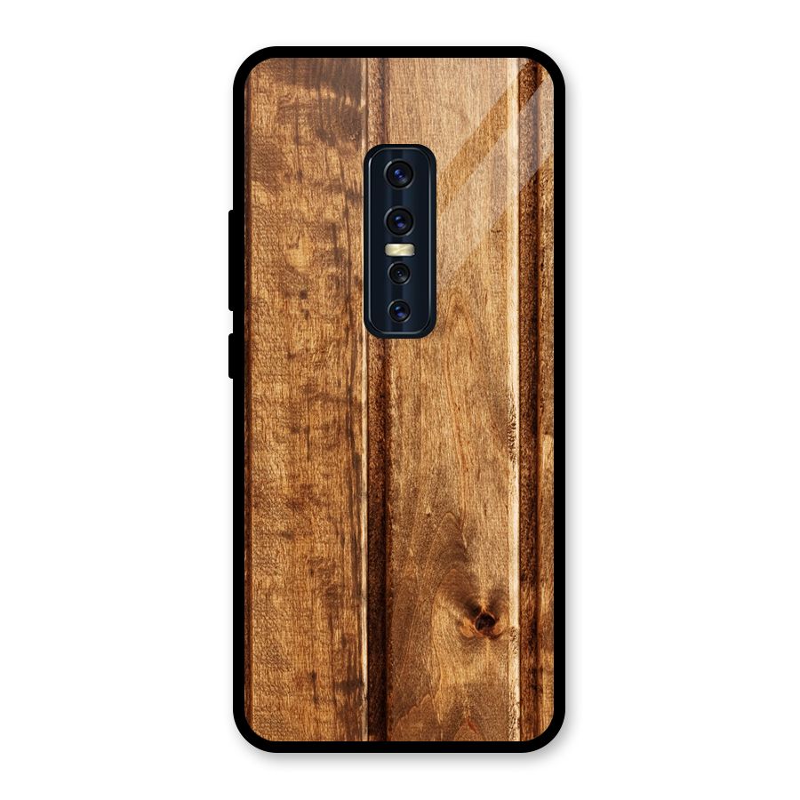 Classic Wood Print Glass Back Case for Vivo V17 Pro
