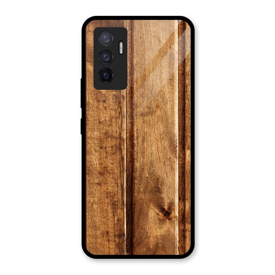 Classic Wood Print Glass Back Case for Vivo V23e