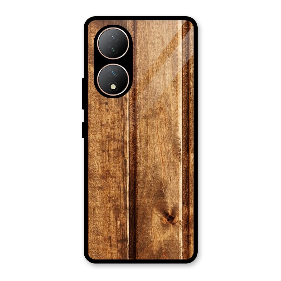Classic Wood Print Glass Back Case for Vivo Y100A