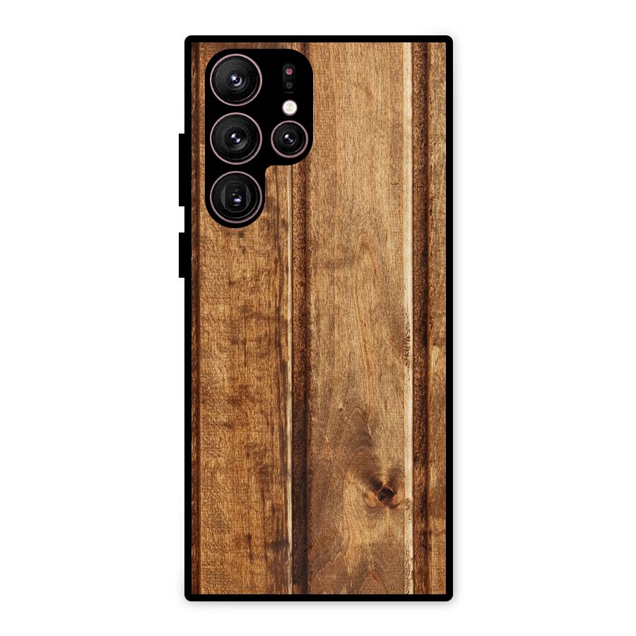 Classic Wood Print Metal Back Case for Galaxy S22 Ultra 5G