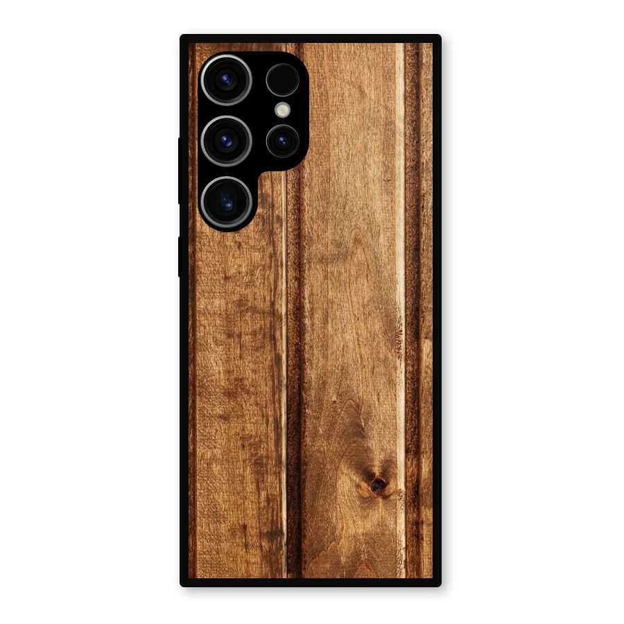 Classic Wood Print Metal Back Case for Galaxy S23 Ultra