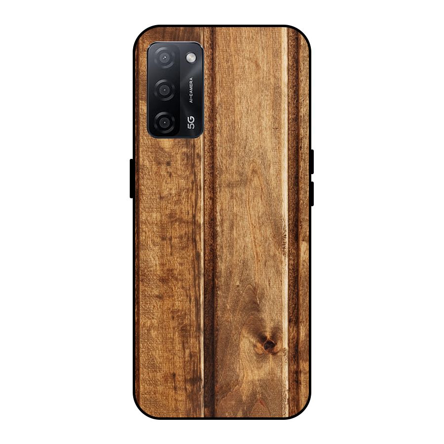Classic Wood Print Metal Back Case for Oppo A53s 5G