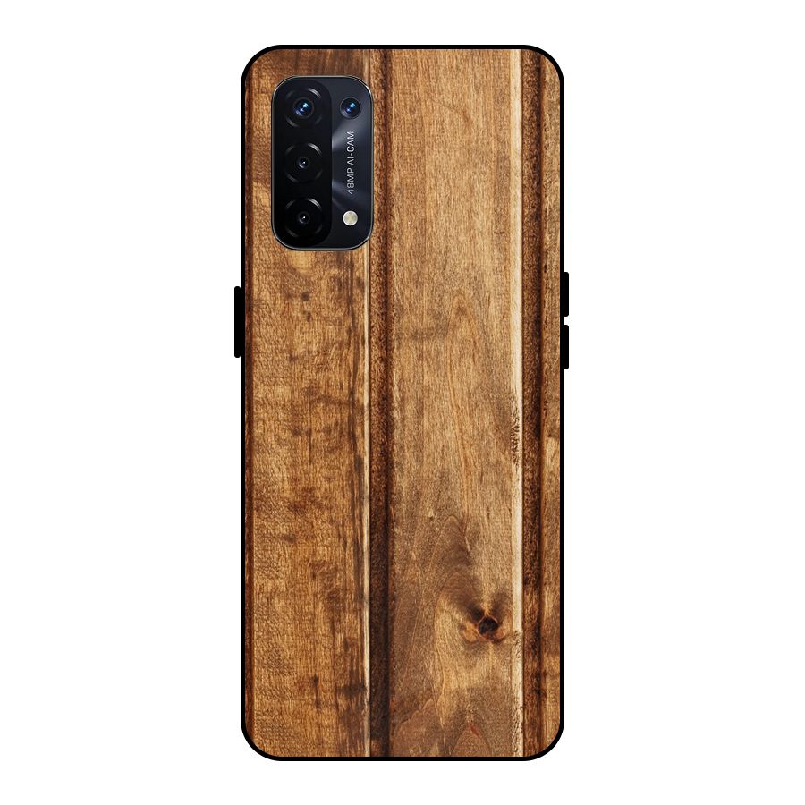 Classic Wood Print Metal Back Case for Oppo A74 5G