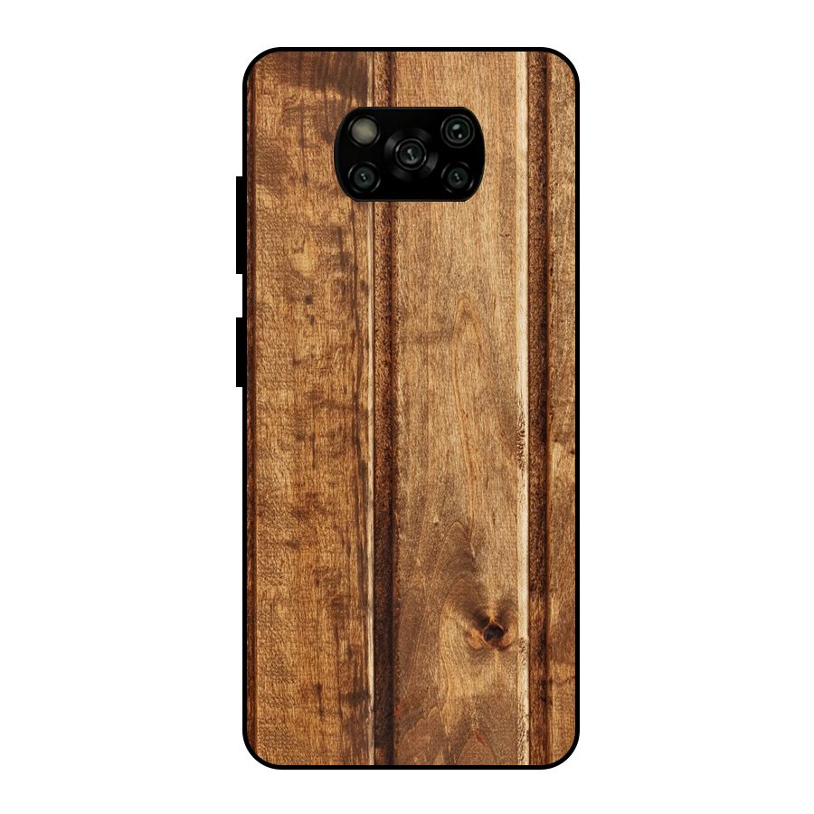Classic Wood Print Metal Back Case for Poco X3