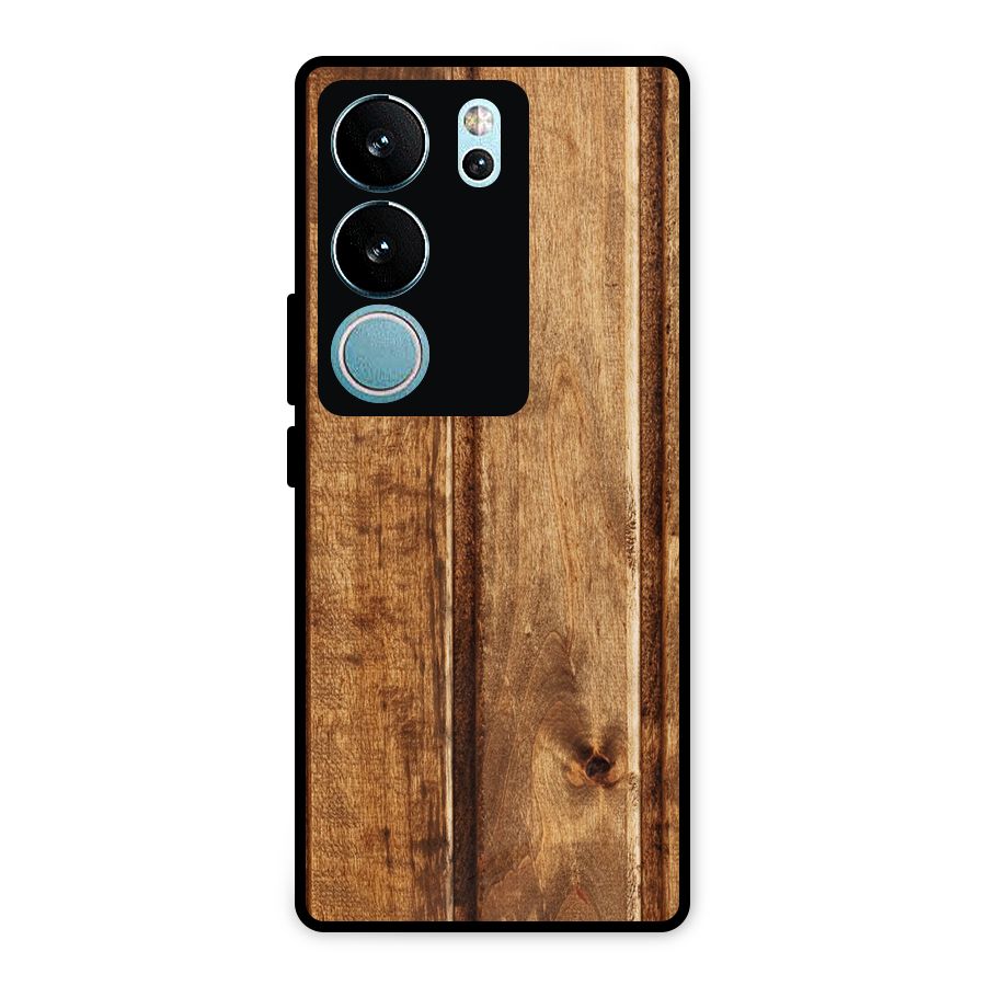 Classic Wood Print Metal Back Case for Vivo V29 Pro