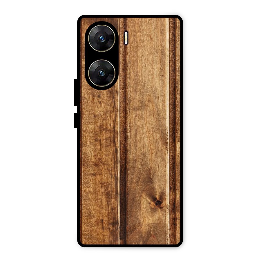 Classic Wood Print Metal Back Case for Vivo V29e