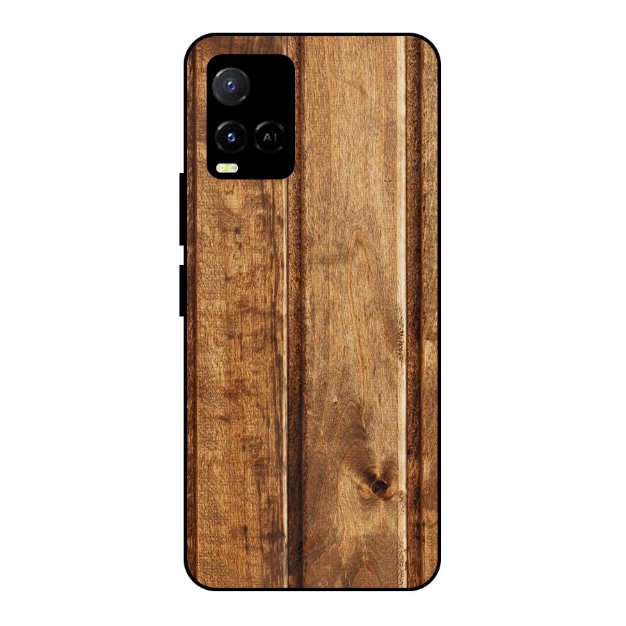 Classic Wood Print Metal Back Case for Vivo Y21
