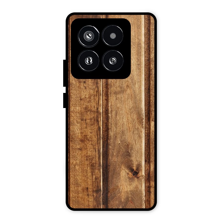 Classic Wood Print Metal Back Case for Xiaomi 14 Pro