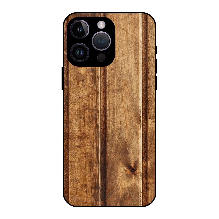 Classic Wood Print Metal Back Case for iPhone 14 Pro Max