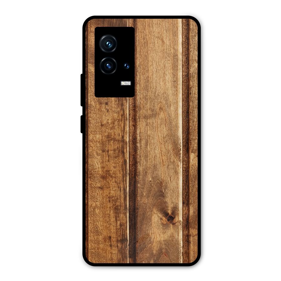 Classic Wood Print Metal Back Case for iQOO 9 5G