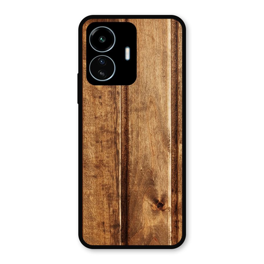 Classic Wood Print Metal Back Case for vivo iQOO Z6 Lite 5G
