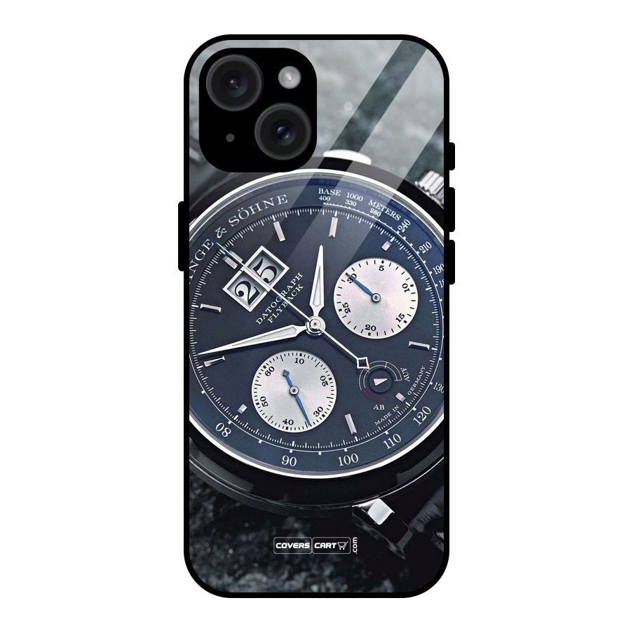 Classic Wrist Watch Glass Back Case for iPhone 15