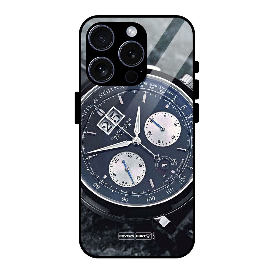 Classic Wrist Watch Glass Back Case for iPhone 15 Pro