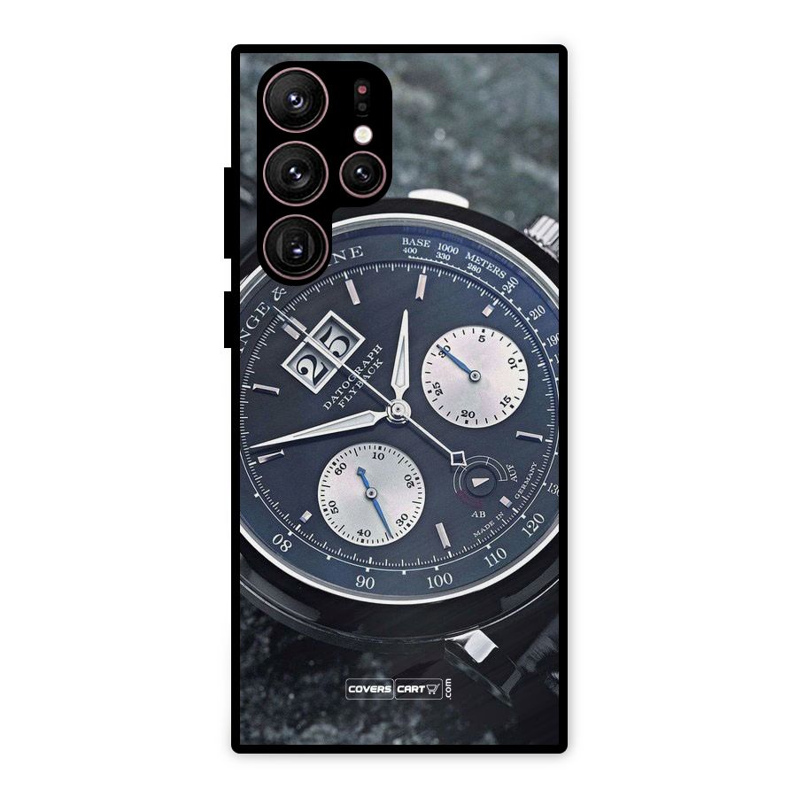Classic Wrist Watch Metal Back Case for Galaxy S22 Ultra 5G