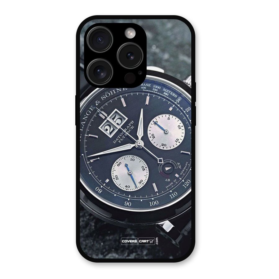 Classic Wrist Watch Metal Back Case for iPhone 15 Pro