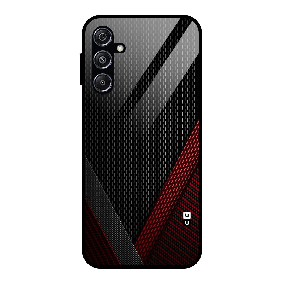 Classy Black Red Design Glass Back Case for Galaxy M34 5G