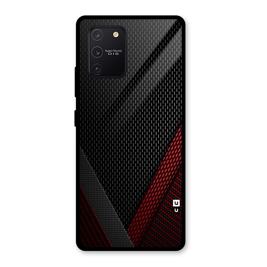Classy Black Red Design Glass Back Case for Galaxy S10 Lite