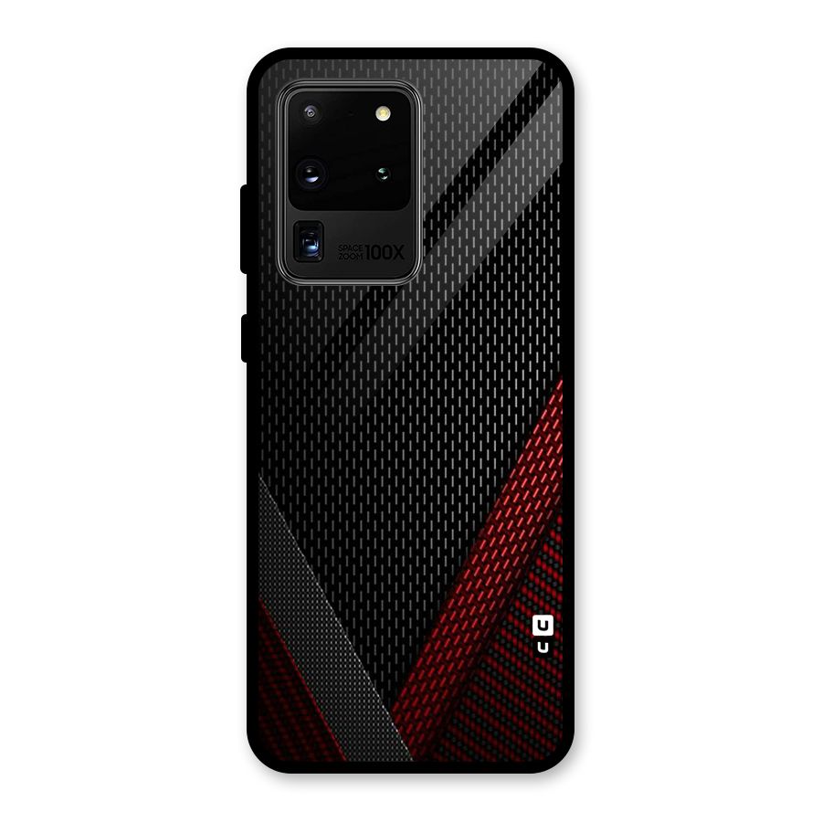 Classy Black Red Design Glass Back Case for Galaxy S20 Ultra