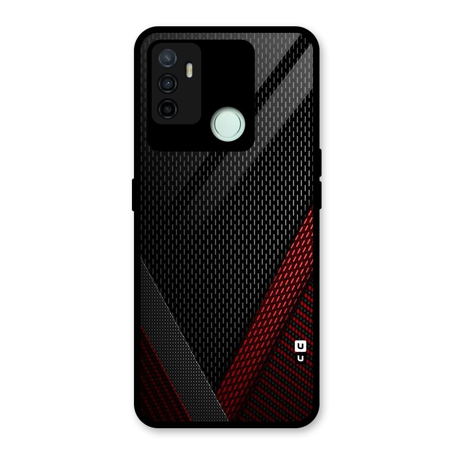 Classy Black Red Design Glass Back Case for Oppo A53