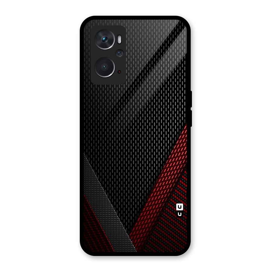 Classy Black Red Design Glass Back Case for Oppo K10 4G