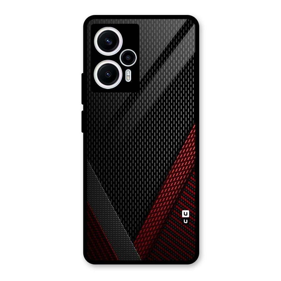 Classy Black Red Design Glass Back Case for Poco F5