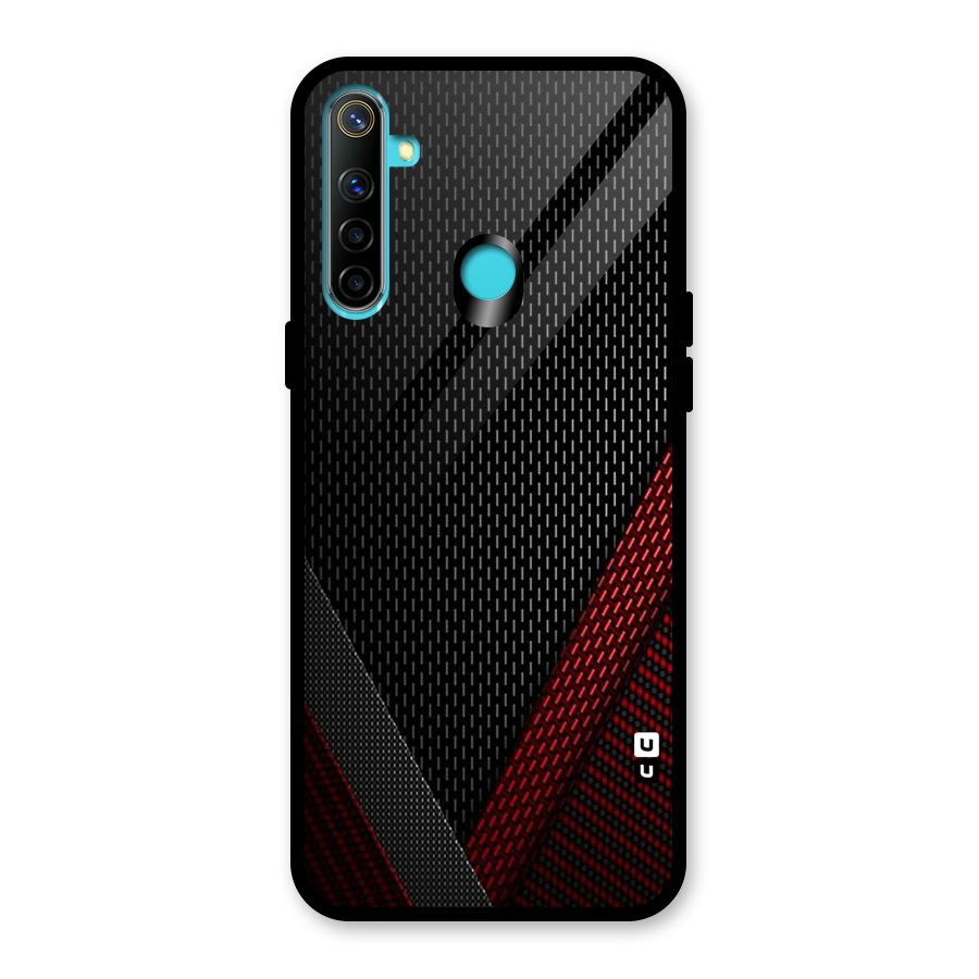 Classy Black Red Design Glass Back Case for Realme 5