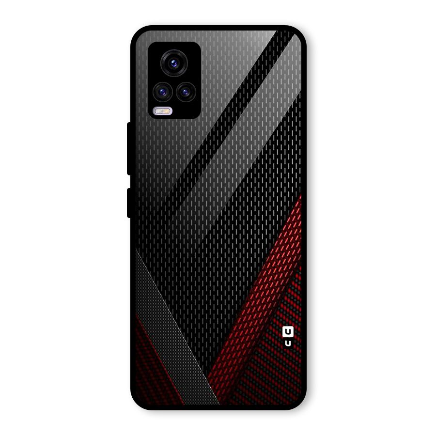 Classy Black Red Design Glass Back Case for Vivo V20 2021