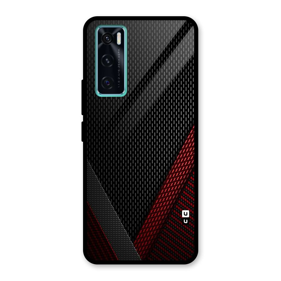 Classy Black Red Design Glass Back Case for Vivo V20 SE