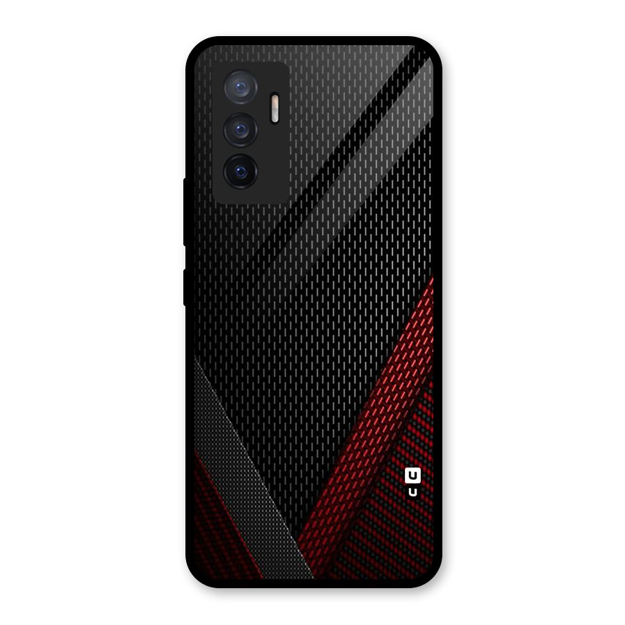 Classy Black Red Design Glass Back Case for Vivo V23e