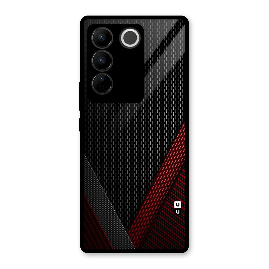 Classy Black Red Design Glass Back Case for Vivo V27