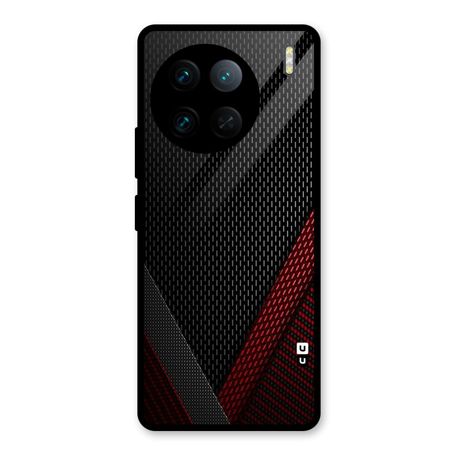 Classy Black Red Design Glass Back Case for Vivo X90 Pro