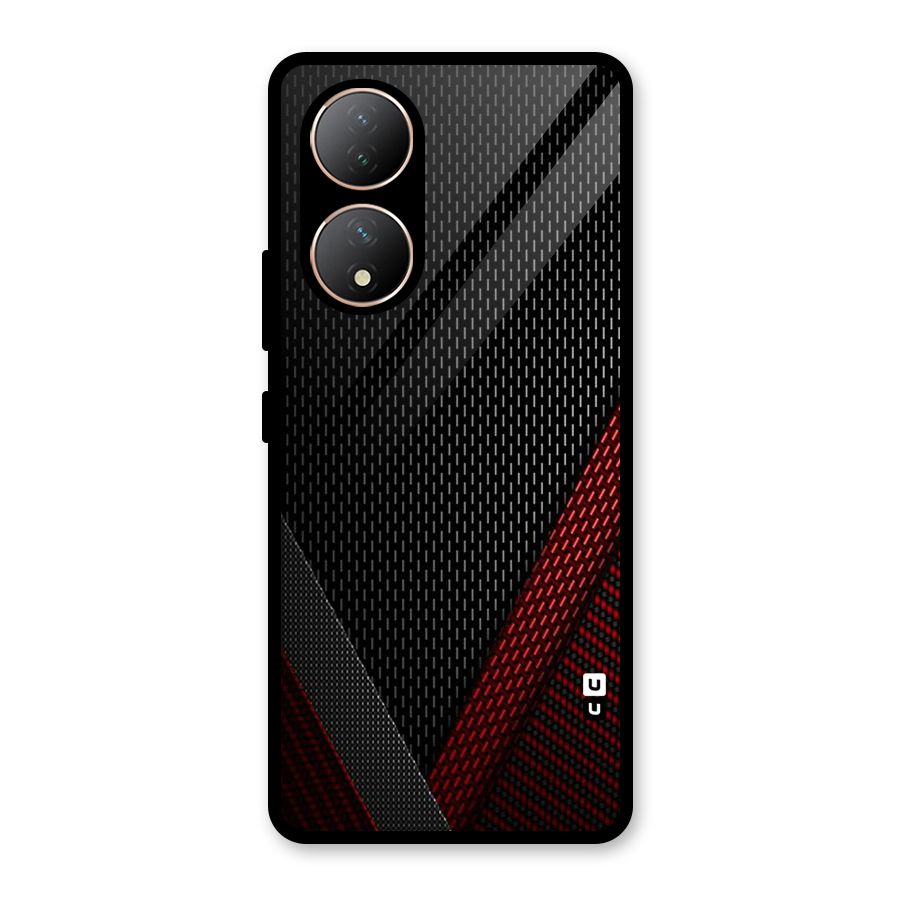 Classy Black Red Design Glass Back Case for Vivo Y100A