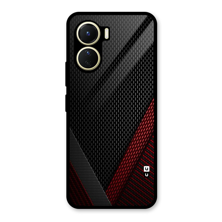 Classy Black Red Design Glass Back Case for Vivo Y16