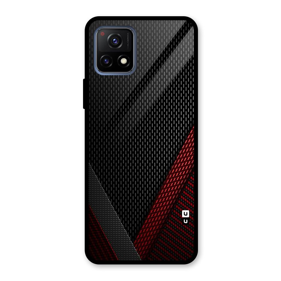 Classy Black Red Design Glass Back Case for Vivo Y72 5G