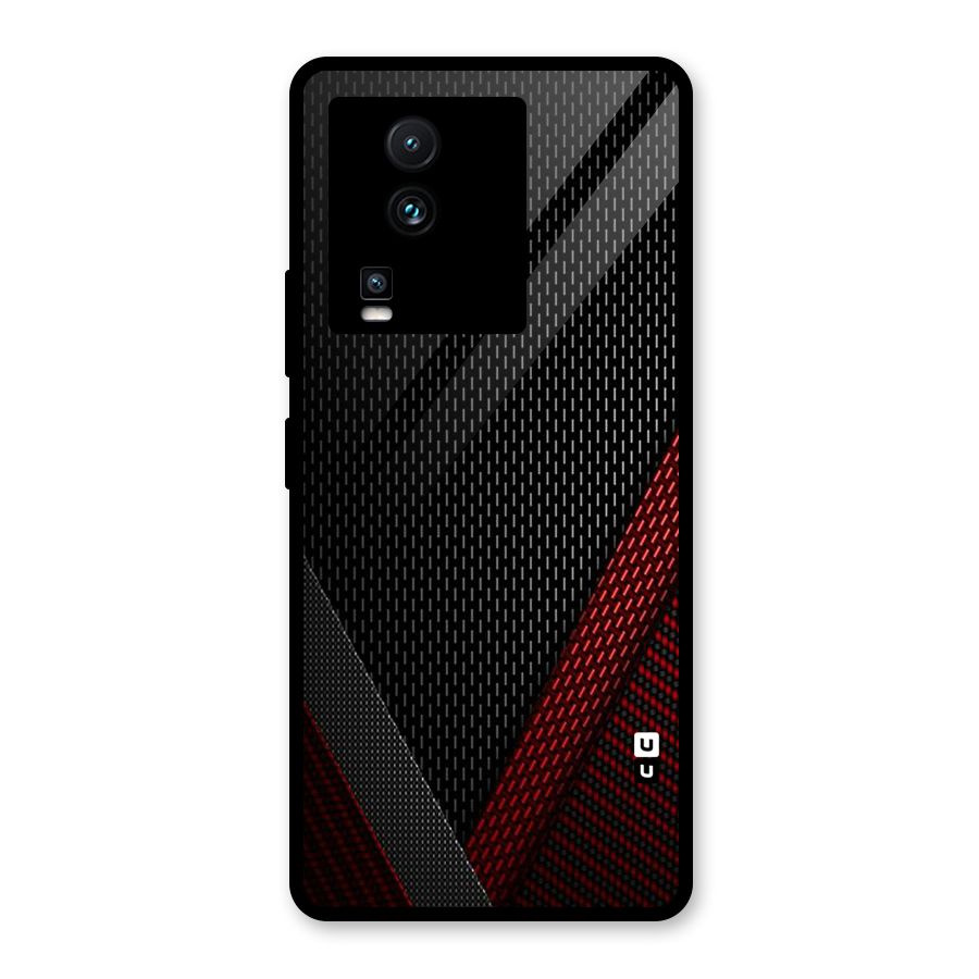 Classy Black Red Design Glass Back Case for Vivo iQOO Neo 7