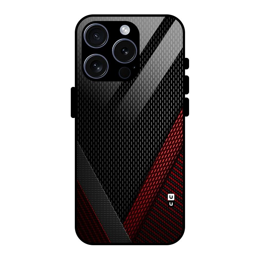 Classy Black Red Design Glass Back Case for iPhone 15 Pro