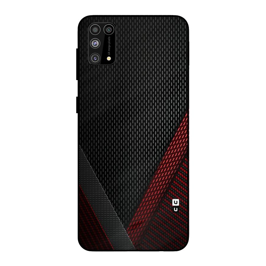 Classy Black Red Design Metal Back Case for Galaxy M31