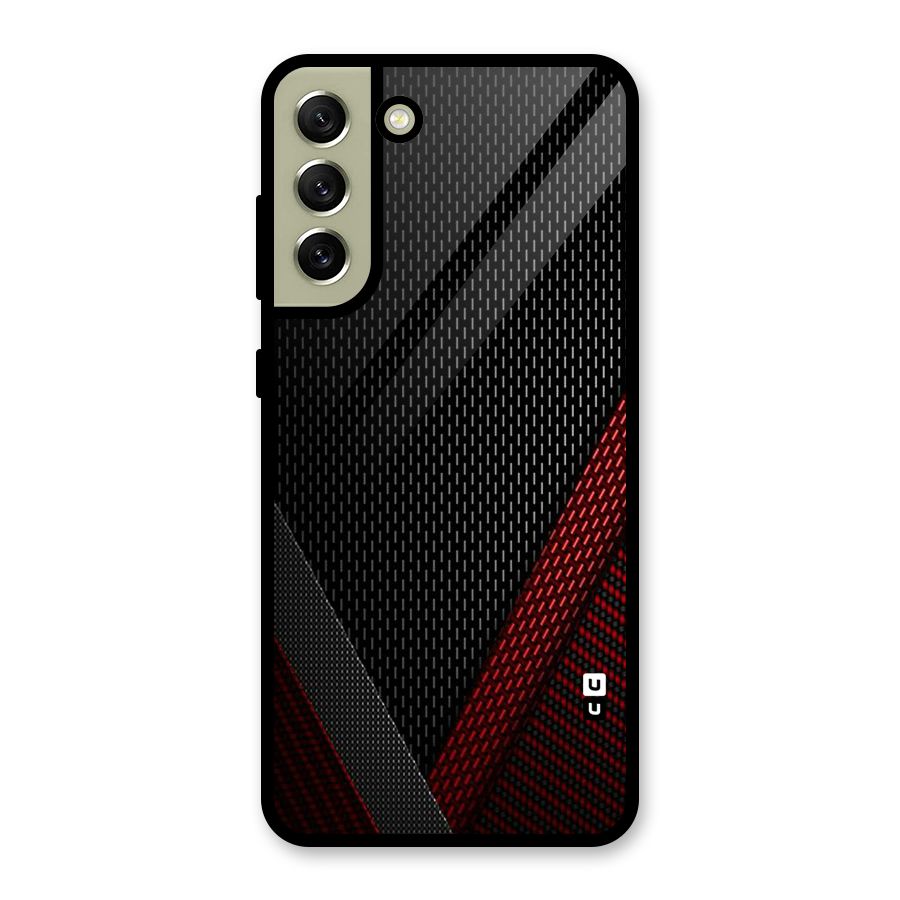 Classy Black Red Design Metal Back Case for Galaxy S21 FE 5G (2023)