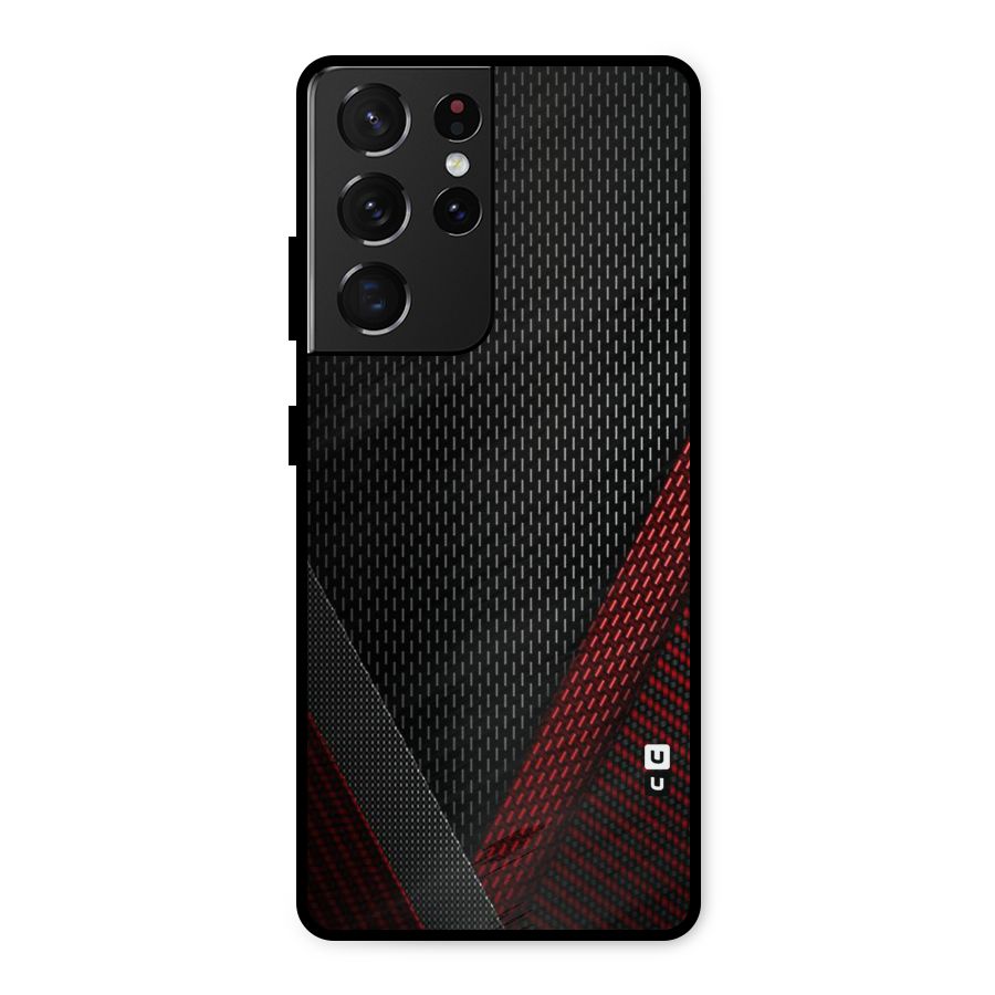 Classy Black Red Design Metal Back Case for Galaxy S21 Ultra 5G