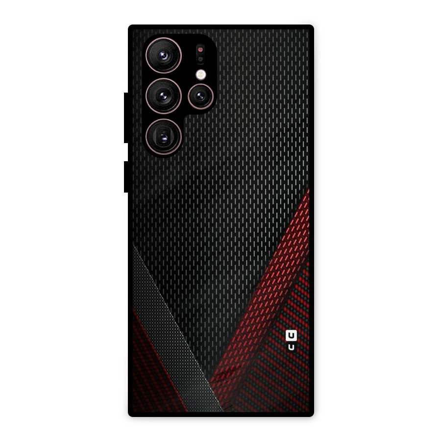 Classy Black Red Design Metal Back Case for Galaxy S22 Ultra 5G