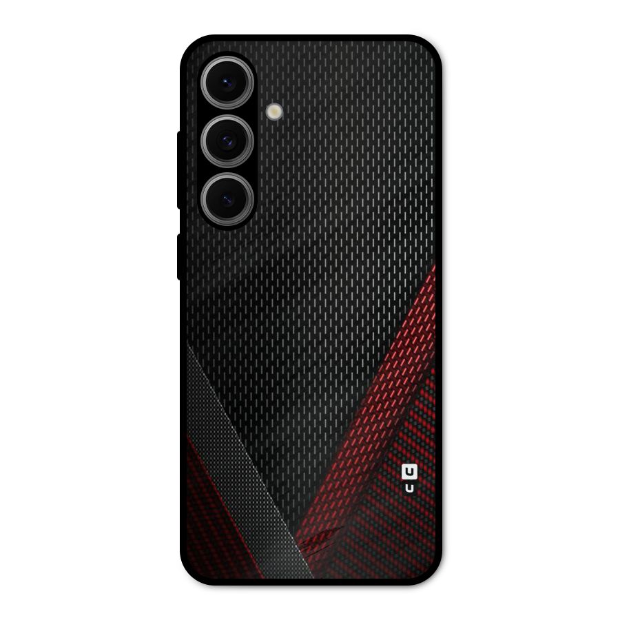 Classy Black Red Design Metal Back Case for Galaxy S24 FE