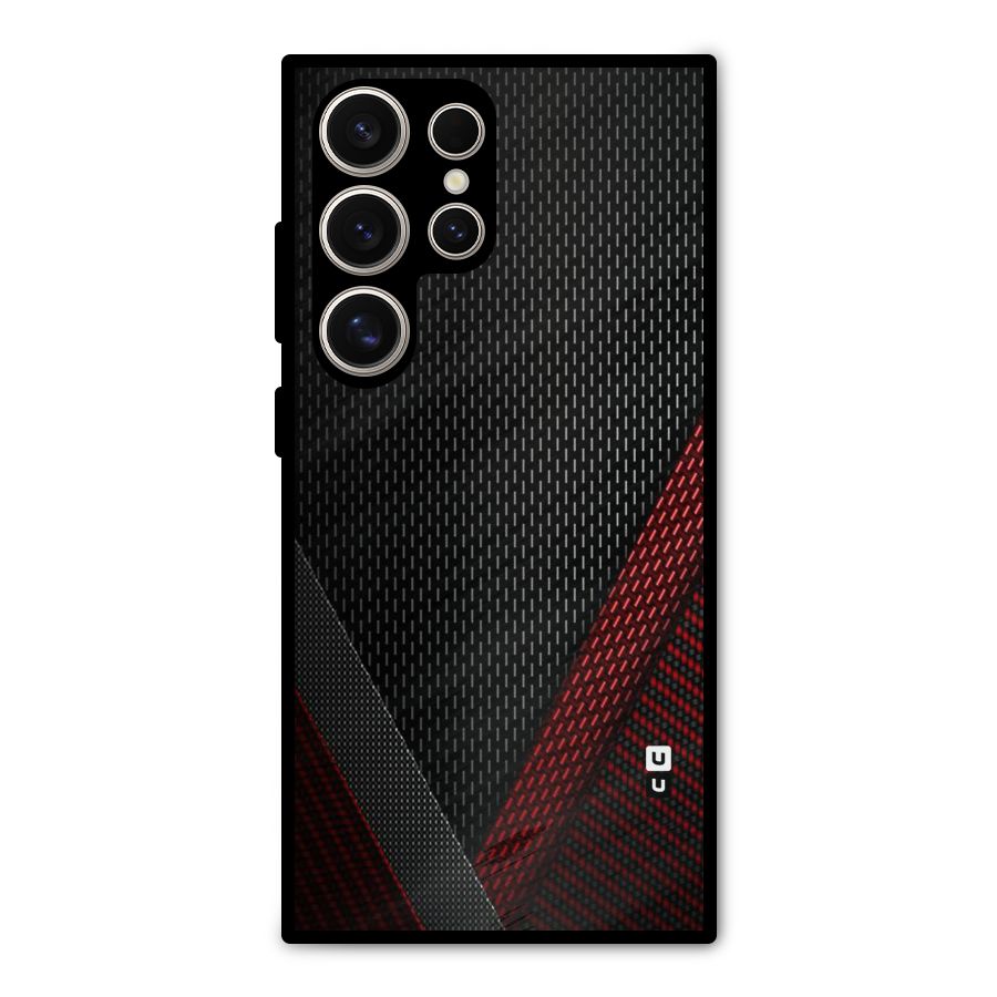 Classy Black Red Design Metal Back Case for Galaxy S24 Ultra