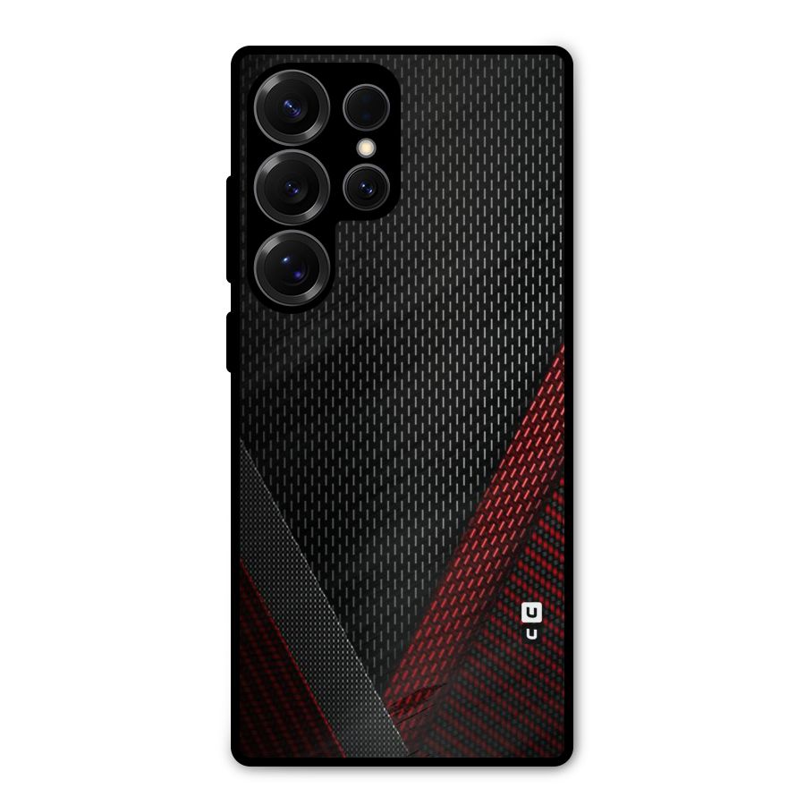 Classy Black Red Design Metal Back Case for Galaxy S25 Ultra