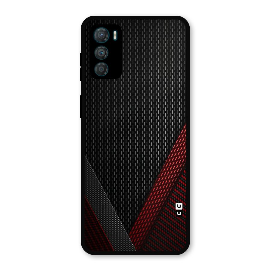 Classy Black Red Design Metal Back Case for Moto G42